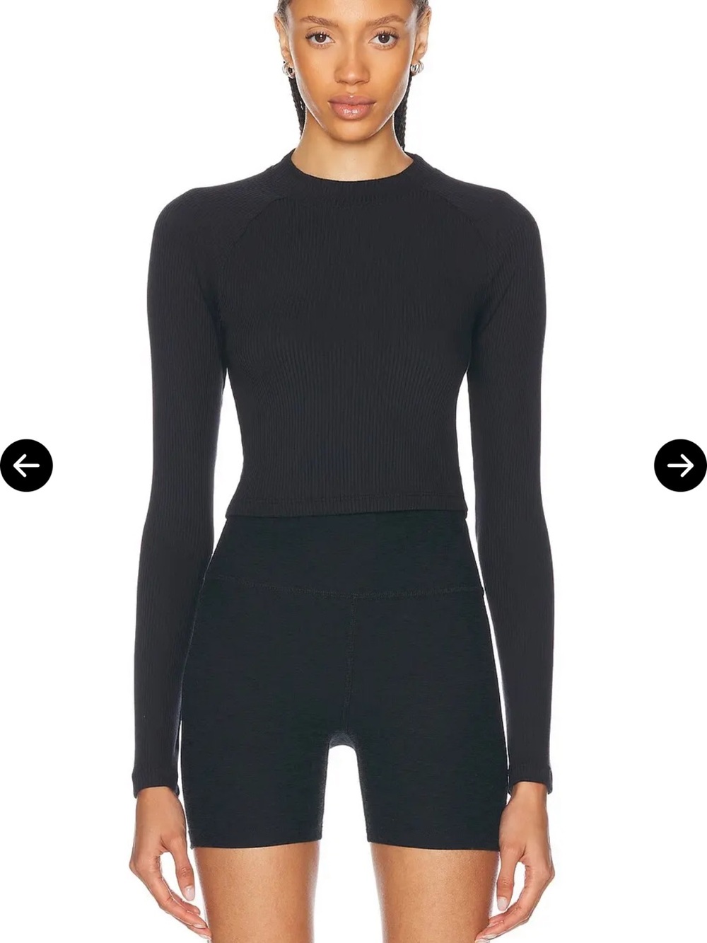 Beyond Yoga Long-Sleeve Ribbed Crop Top - Black